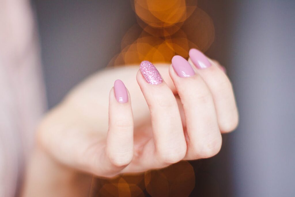 Stunning Pink Glitter Manicure