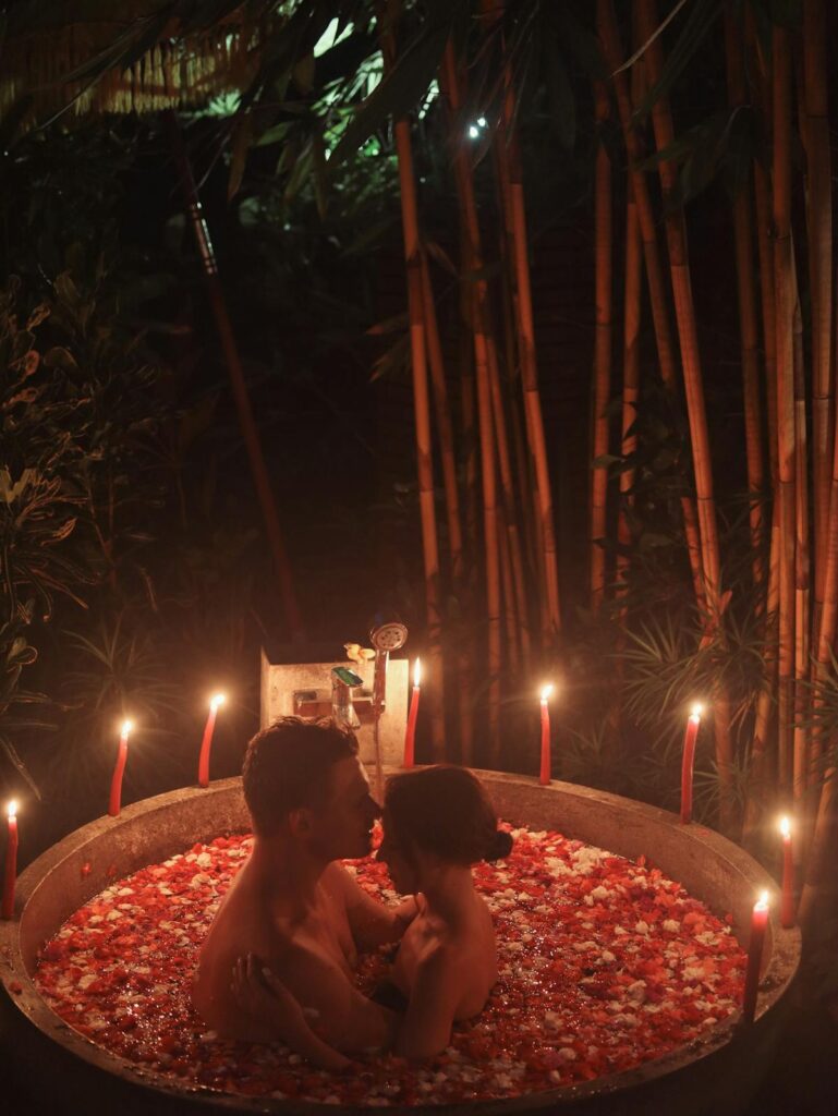Luxurious Spa Atmosphere with Rose Petals